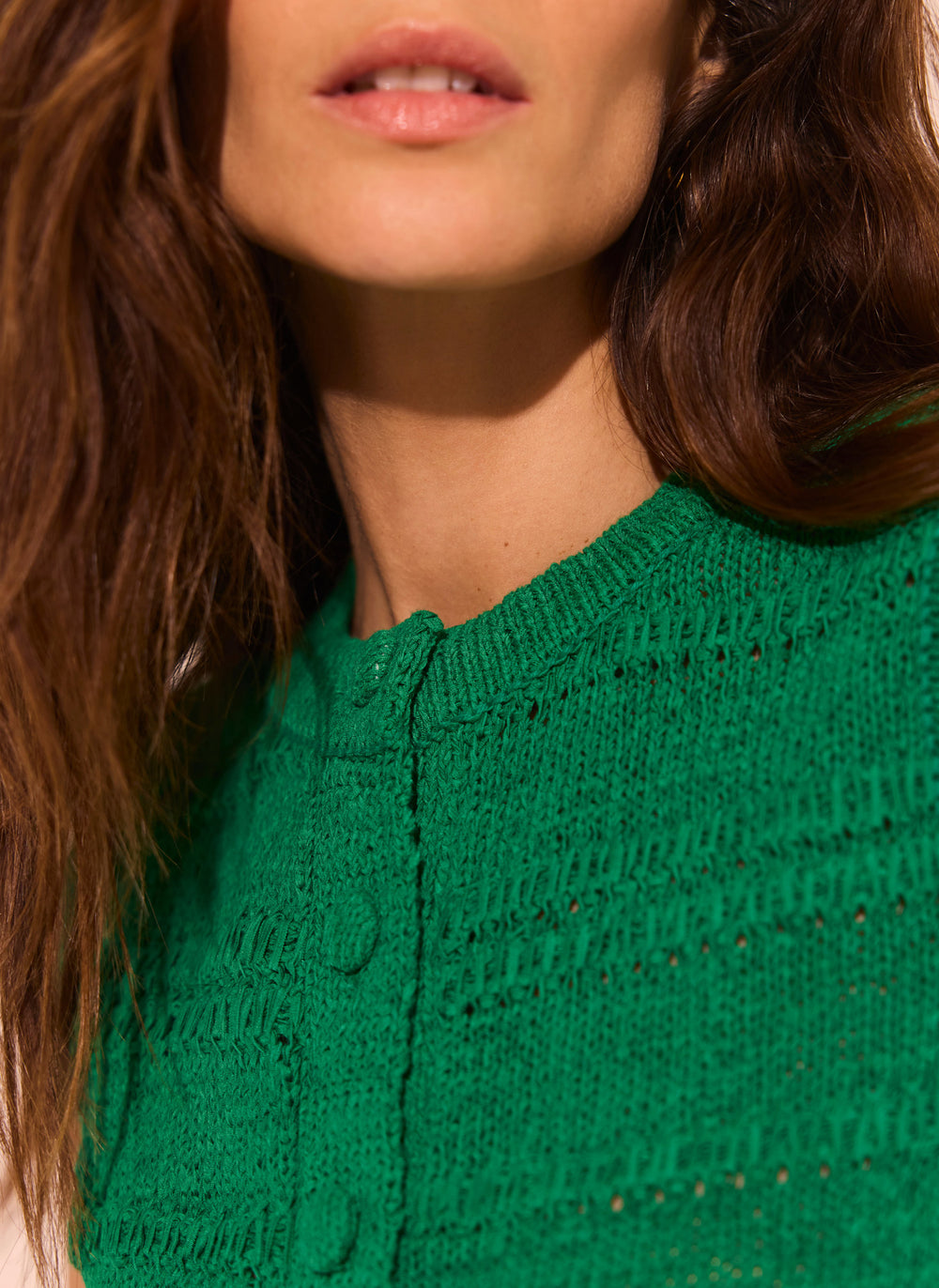 Green Cotton Blend Knit Top