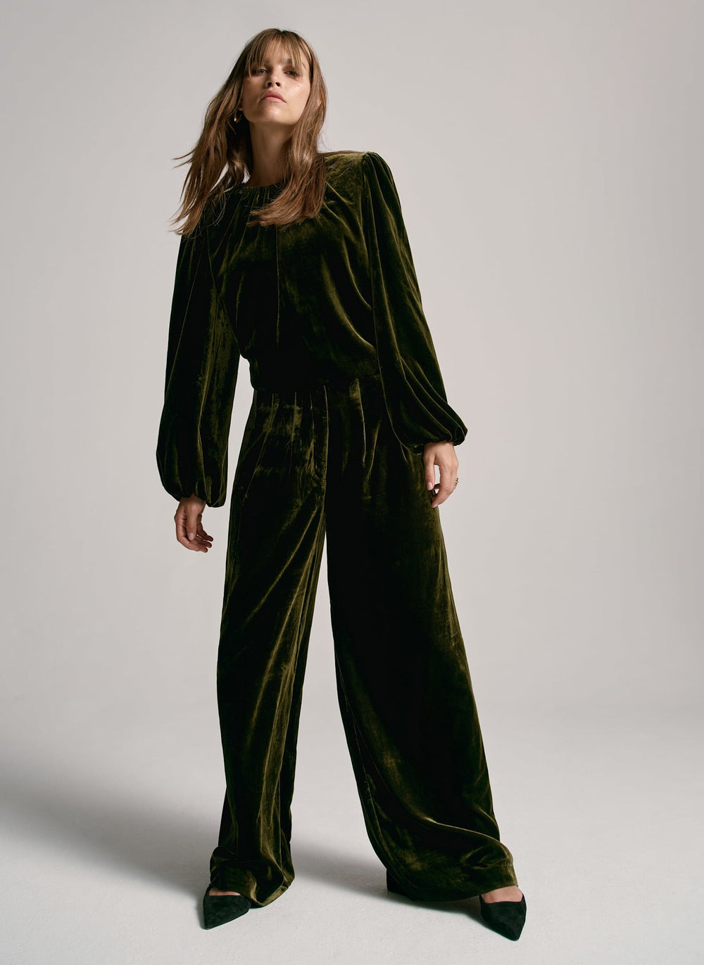 Khaki Velvet Long Sleeve Top