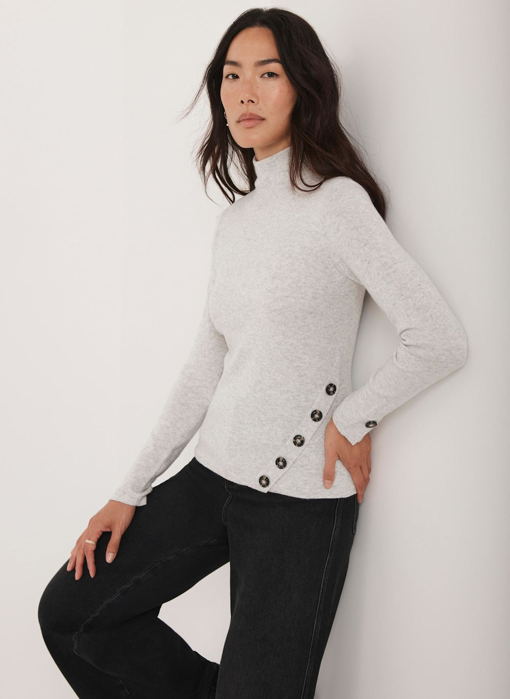 Grey Button Detail Top