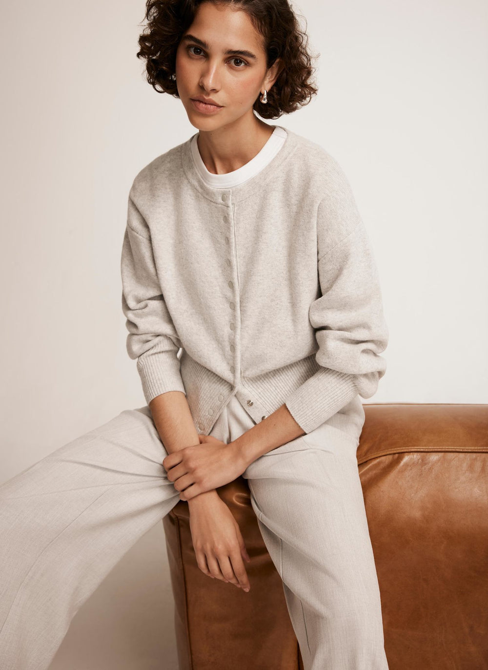 Grey Cotton Blend Cardigan