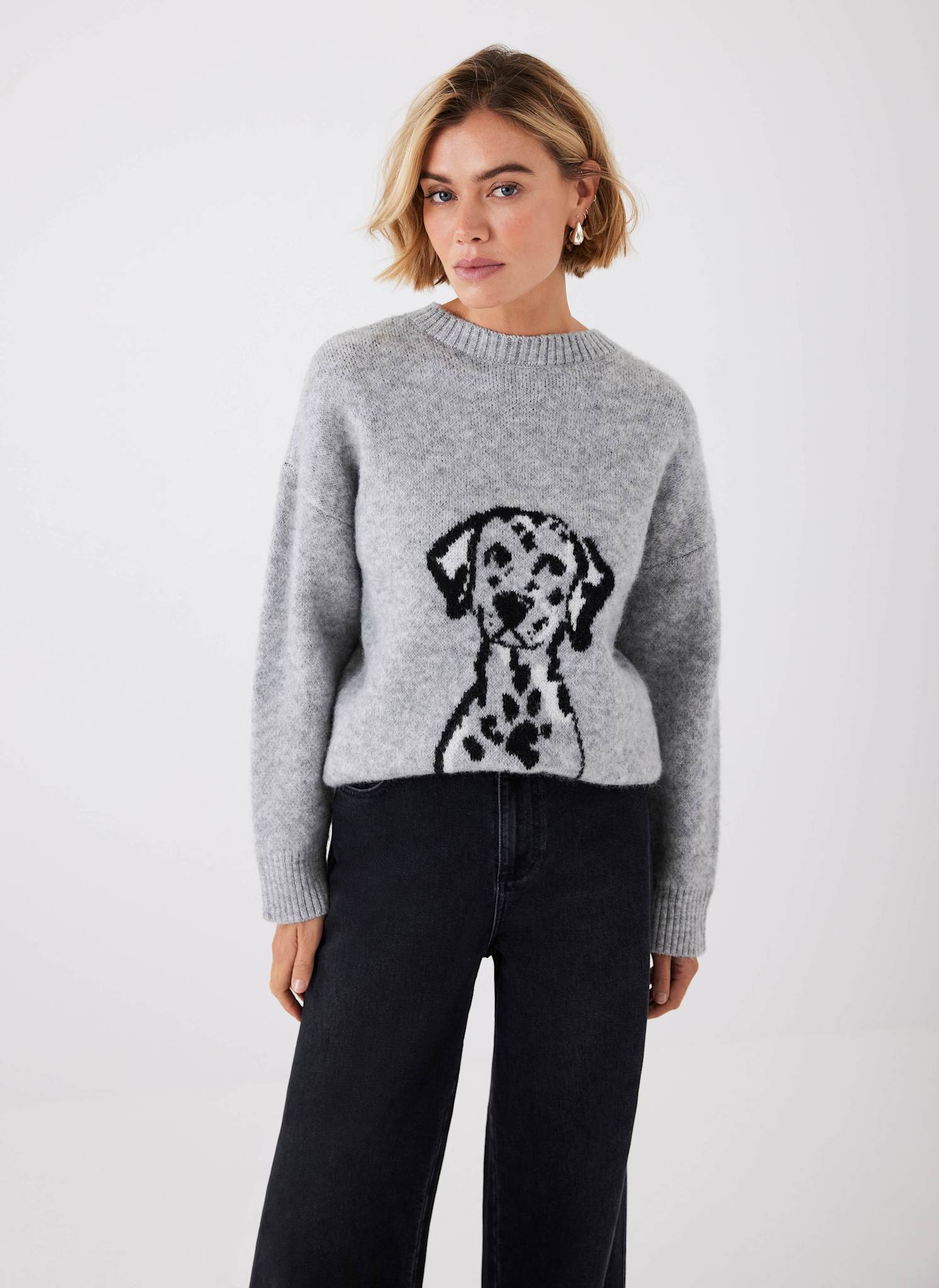 Grey Dalmatian Knit Jumper – Mint Velvet