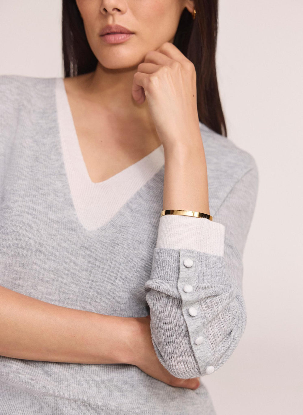 Grey Layered Detail Knit Top