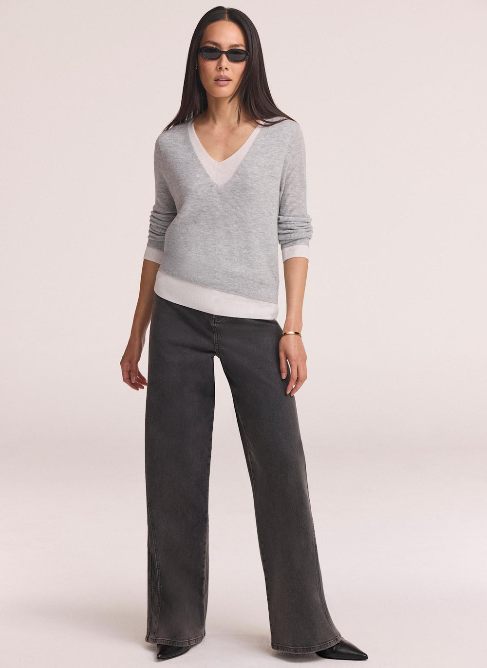 Grey Layered Detail Knit Top