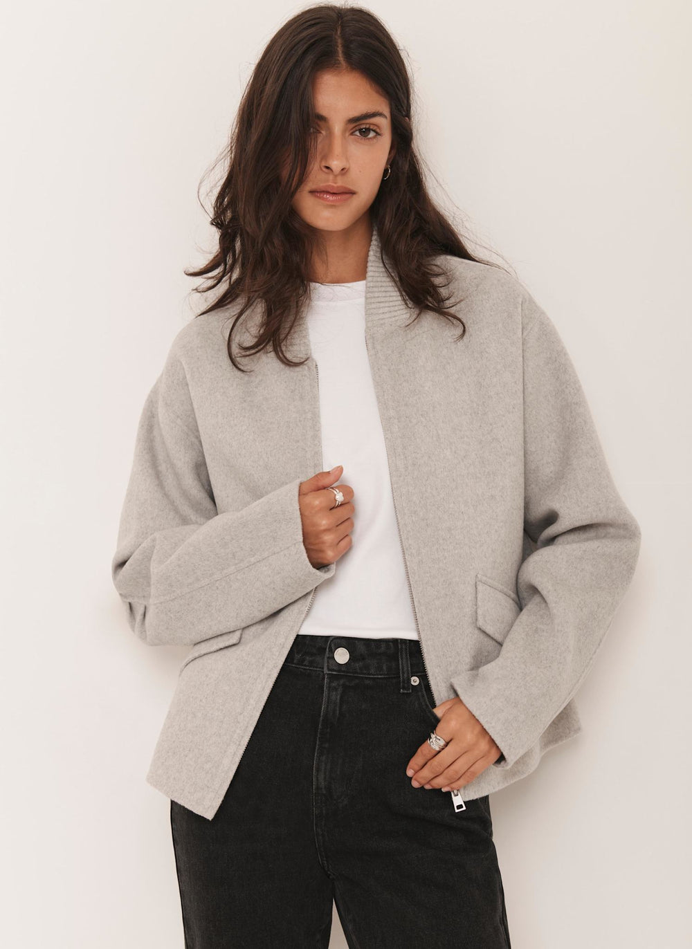 Grey Minimalist Wool Jacket