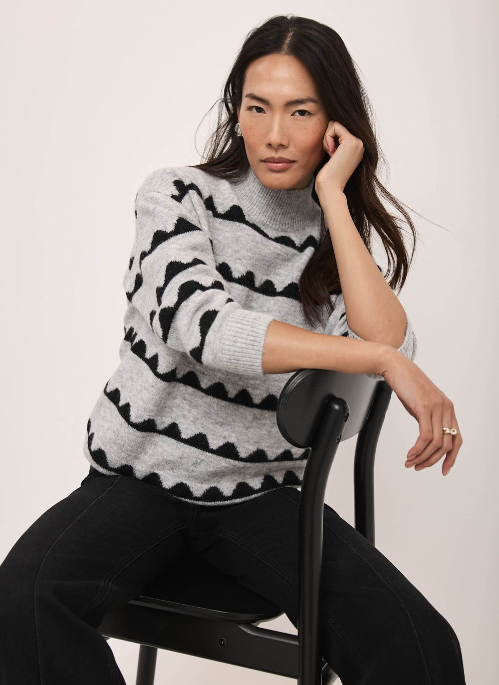 Grey Scallop Knit Jumper
