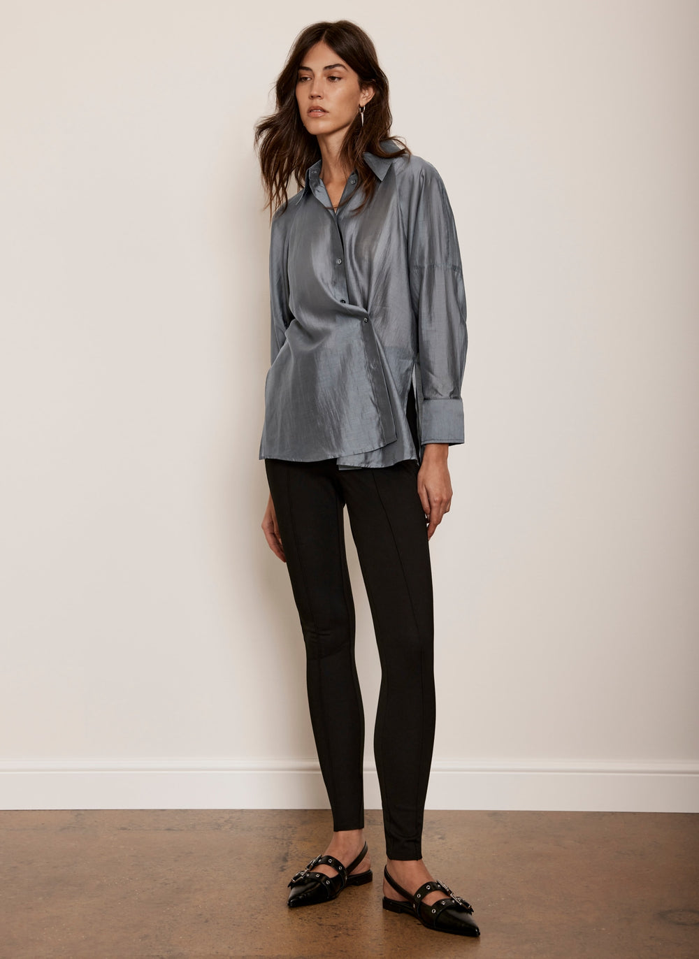 Grey Sheer Long Sleeve Shirt