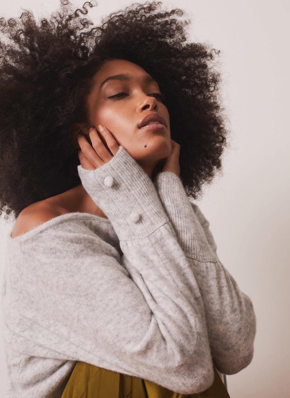 Grey Slash Neck Jumper