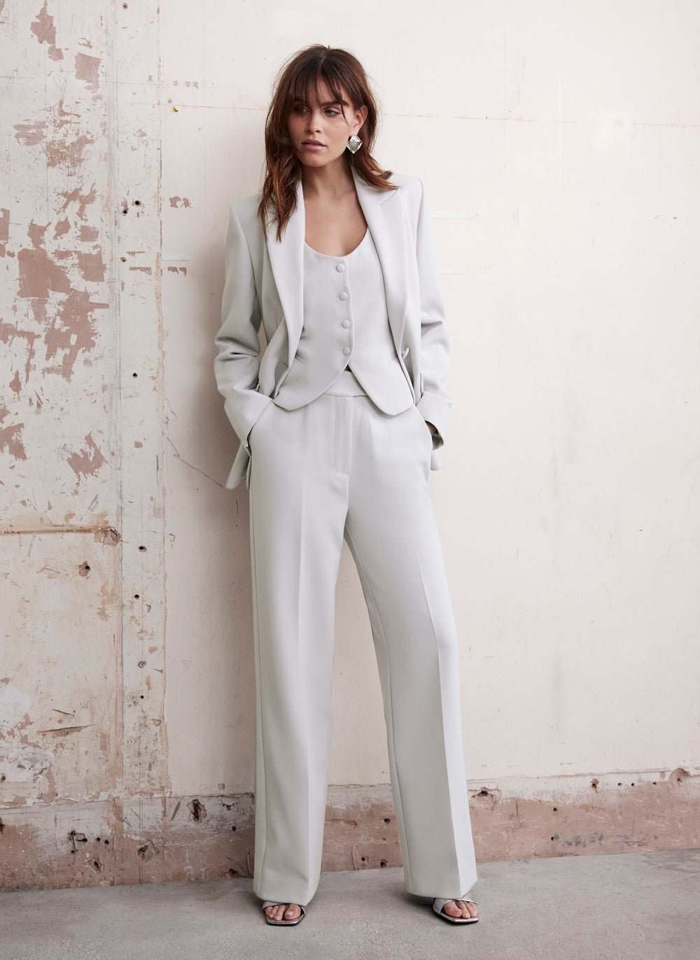 Grey Tapered Tailored Trousers