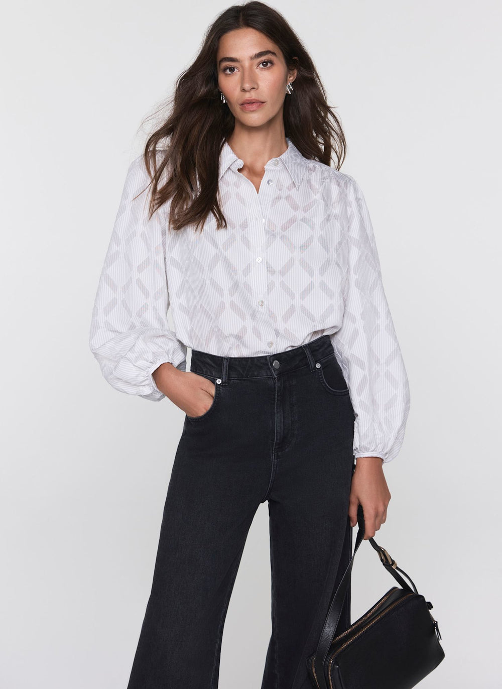 Grey Diamond Striped Jacquard Shirt