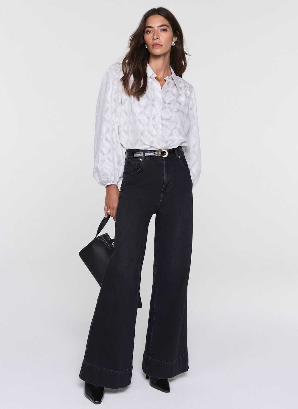 Grey Diamond Striped Jacquard Shirt