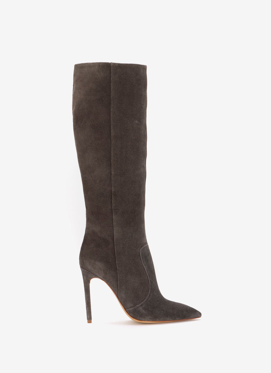 Grey Suede Knee High Boots Mint Velvet