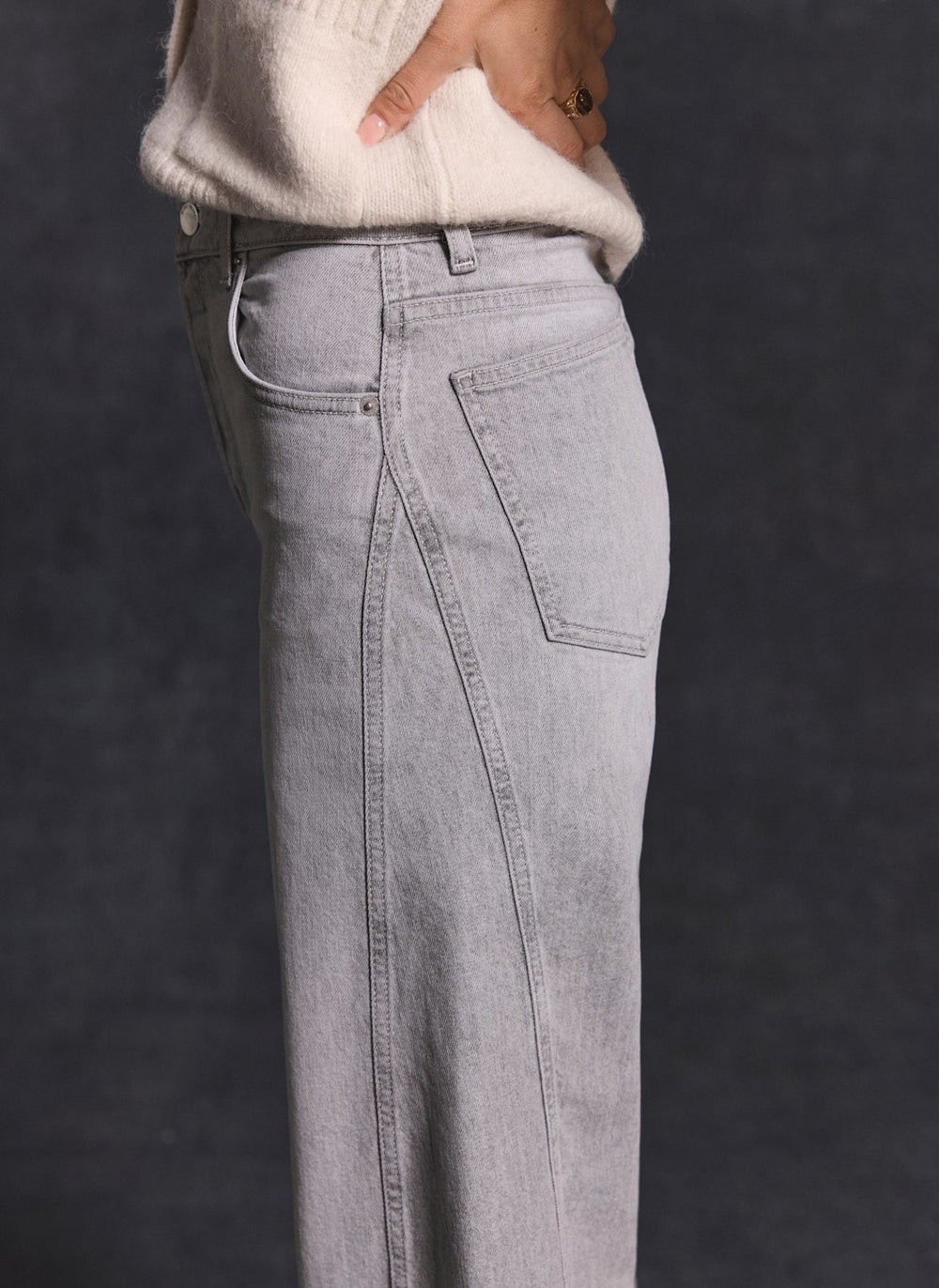 Grey Tapered Barrel Leg Jeans