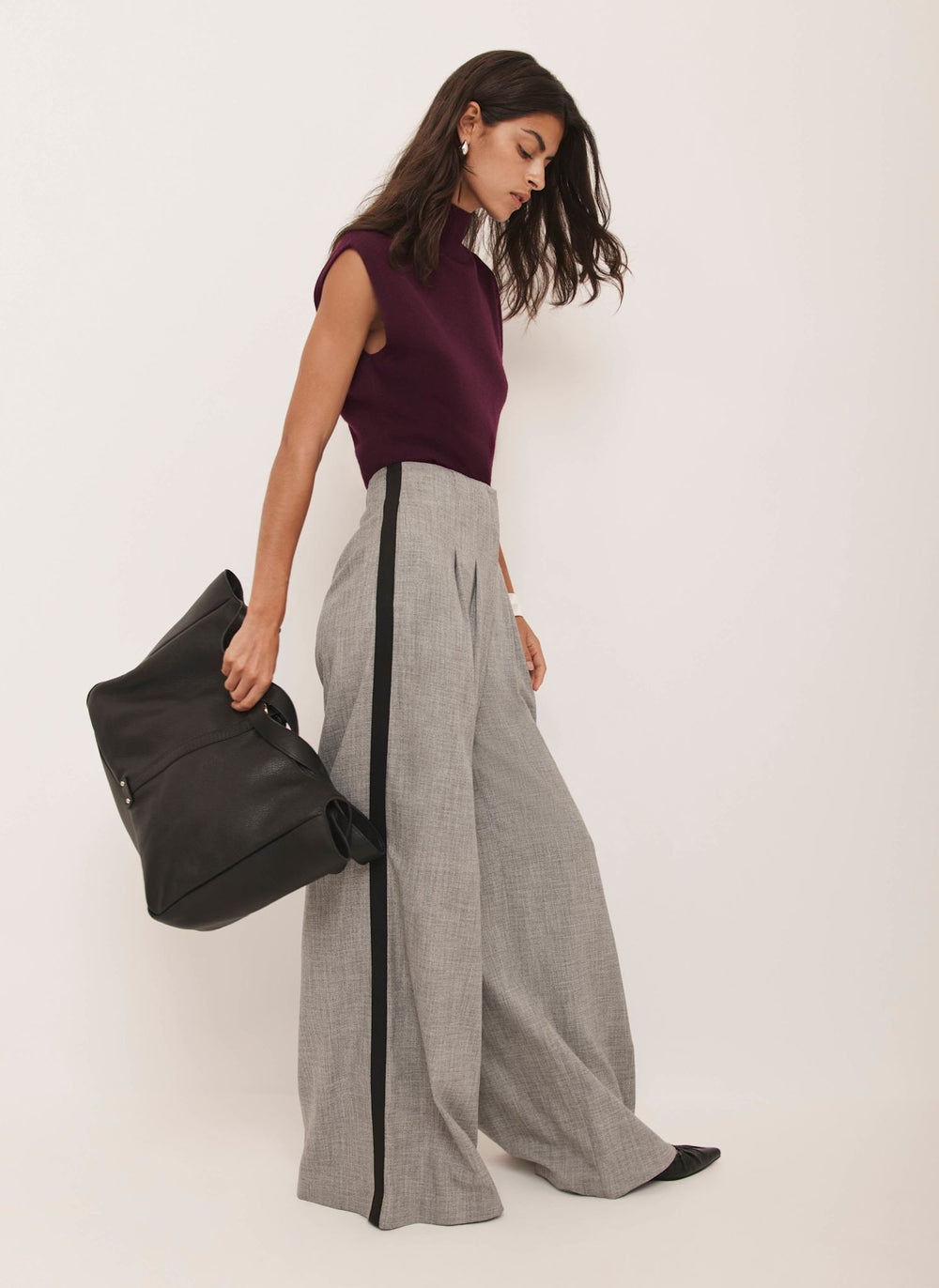Grey Wide Leg Trousers