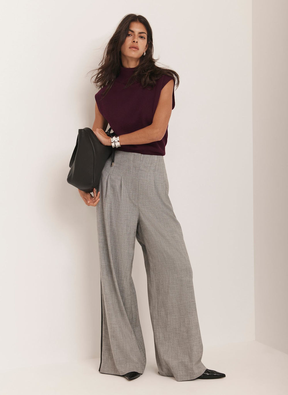 Grey Wide Leg Trousers