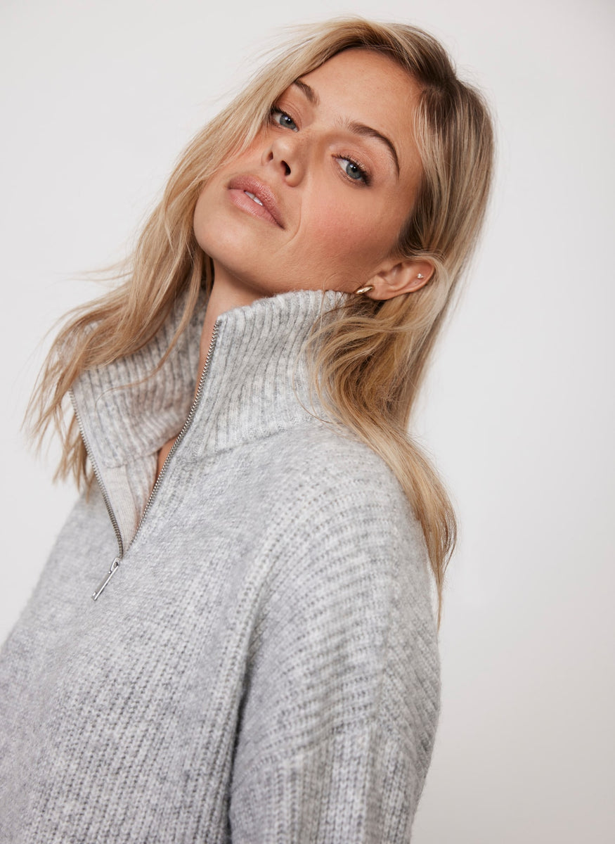 Grey Zip Collar Jumper Mint Velvet
