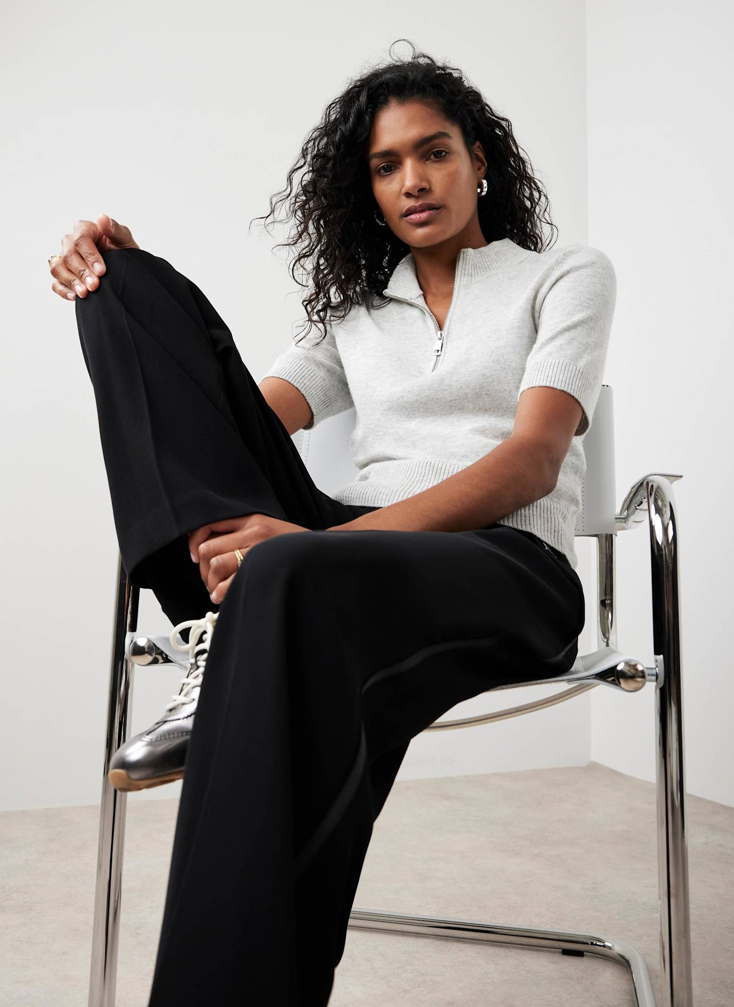 Grey Zip Knit Top – Mint Velvet