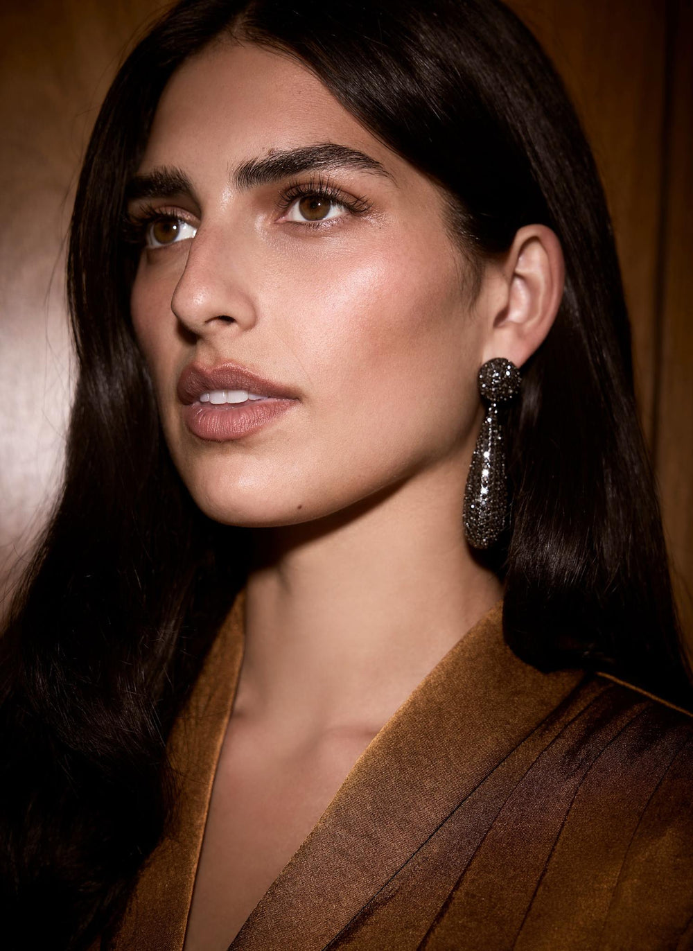 Gunmetal Crystal Drop Earrings