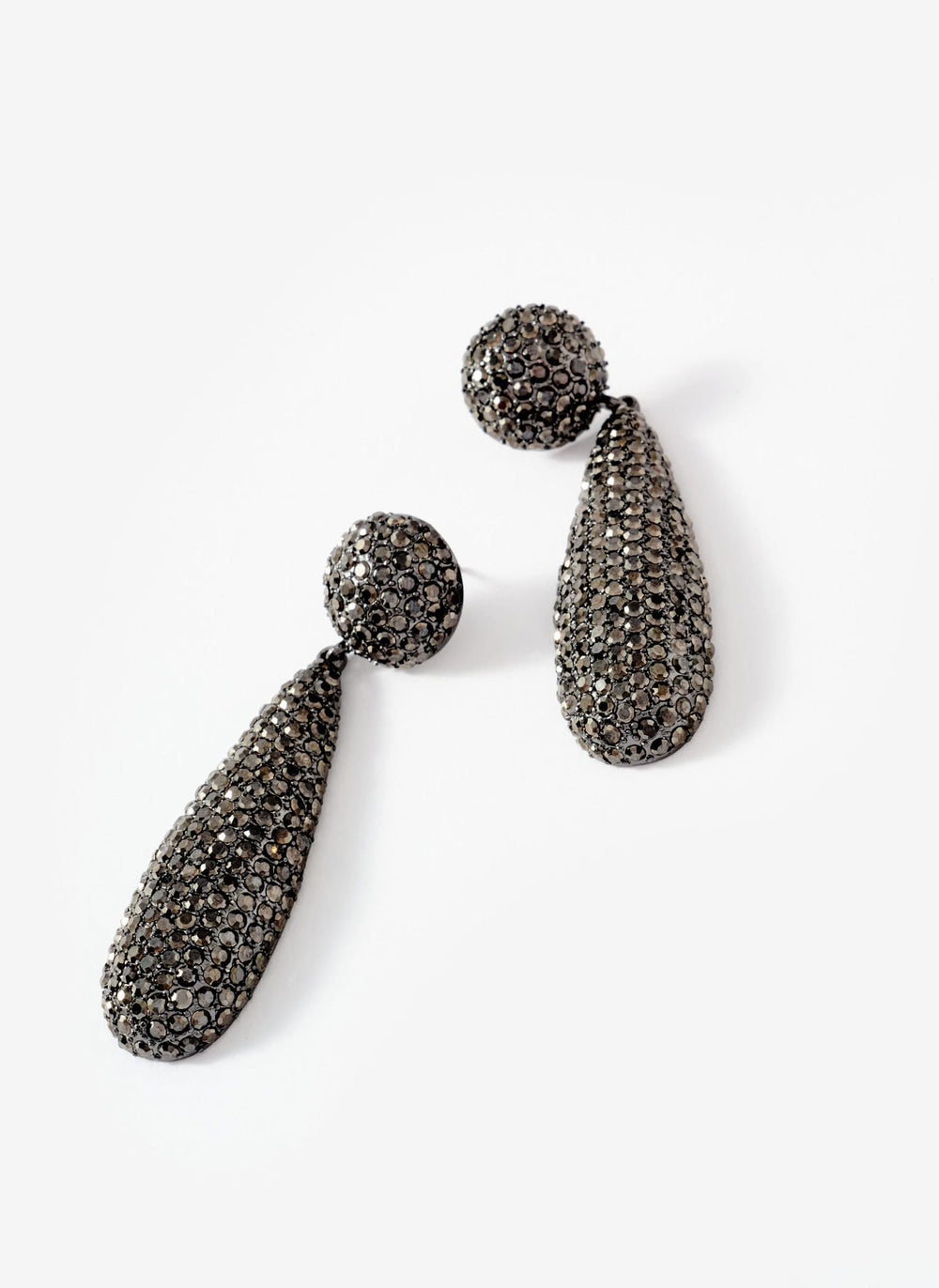 Gunmetal Crystal Drop Earrings
