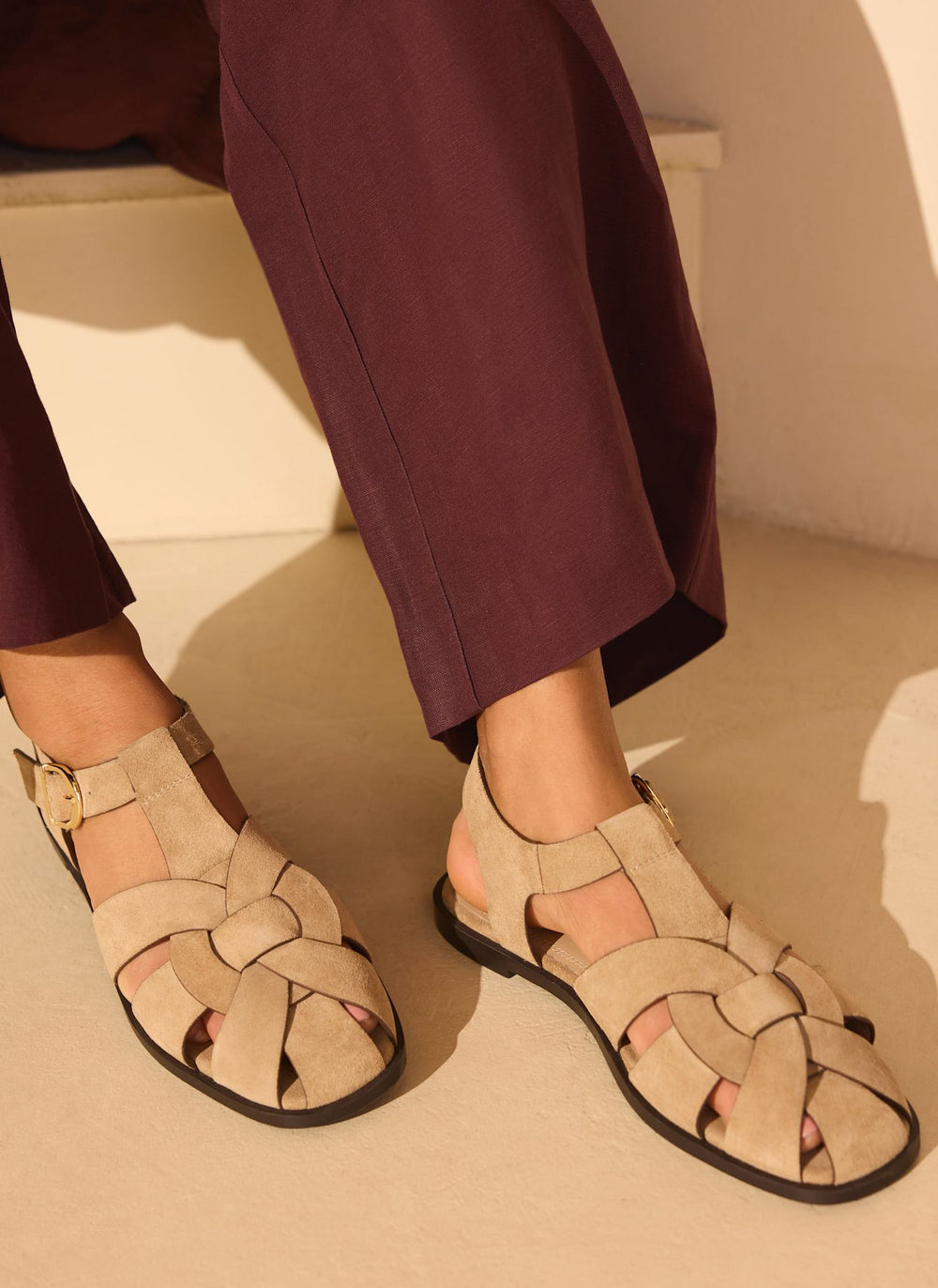 Hadley Neutral Suede Fisherman Sandals