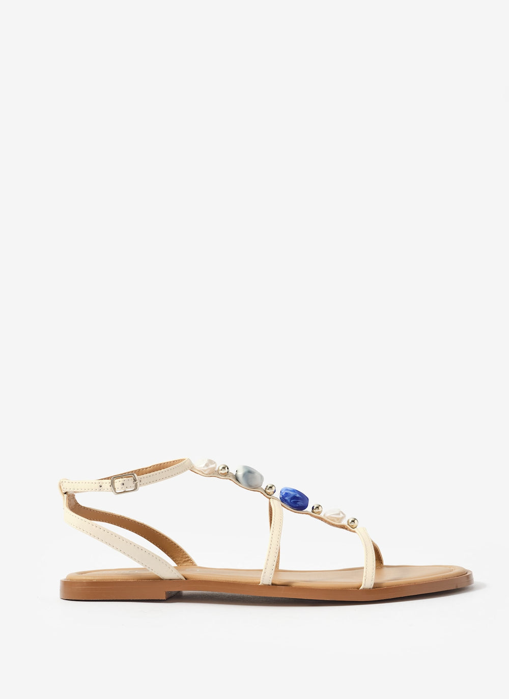 Hana Cream Leather Strappy Sandals