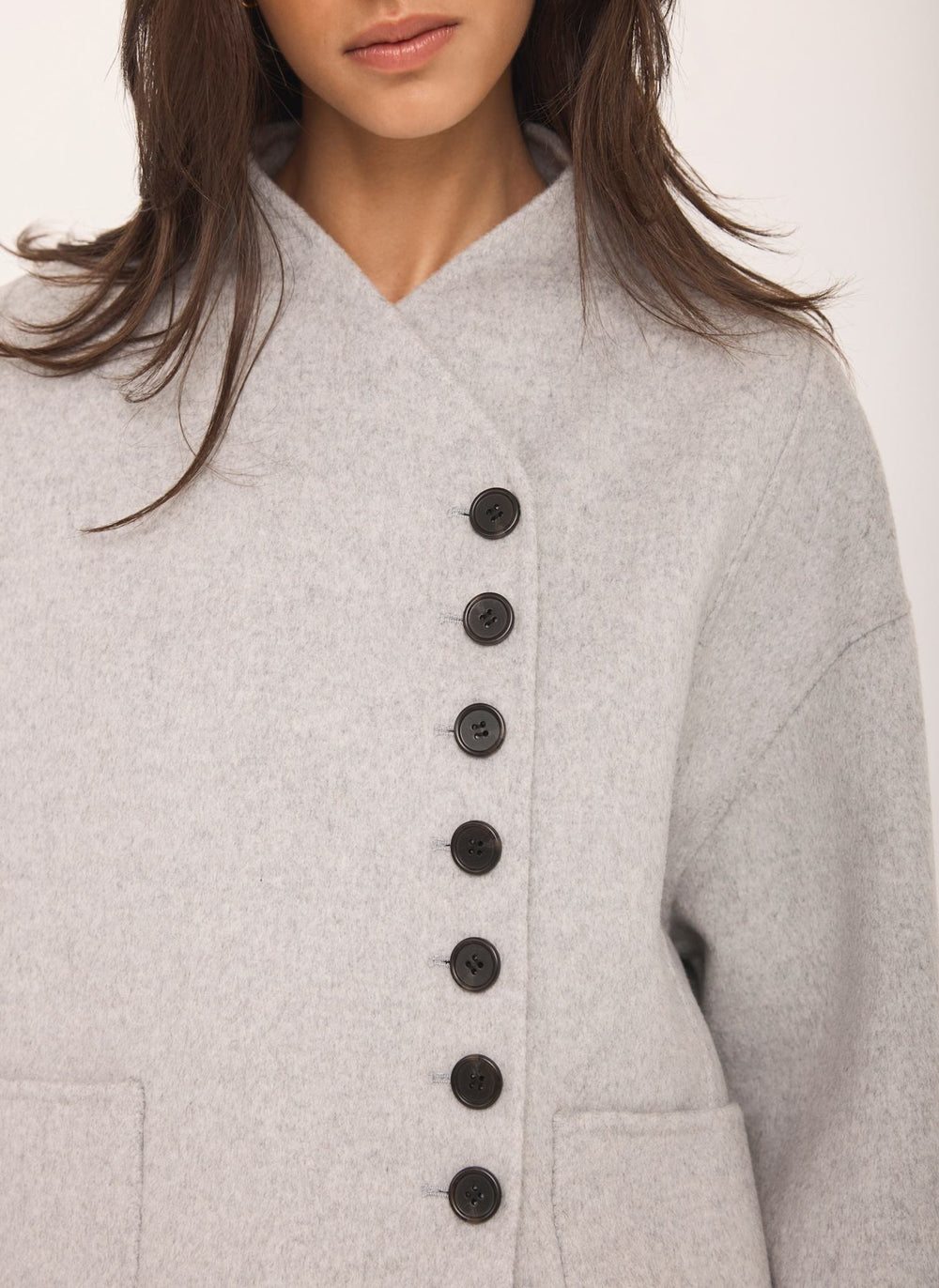 Grey Hand Finished Button Detail Jacket