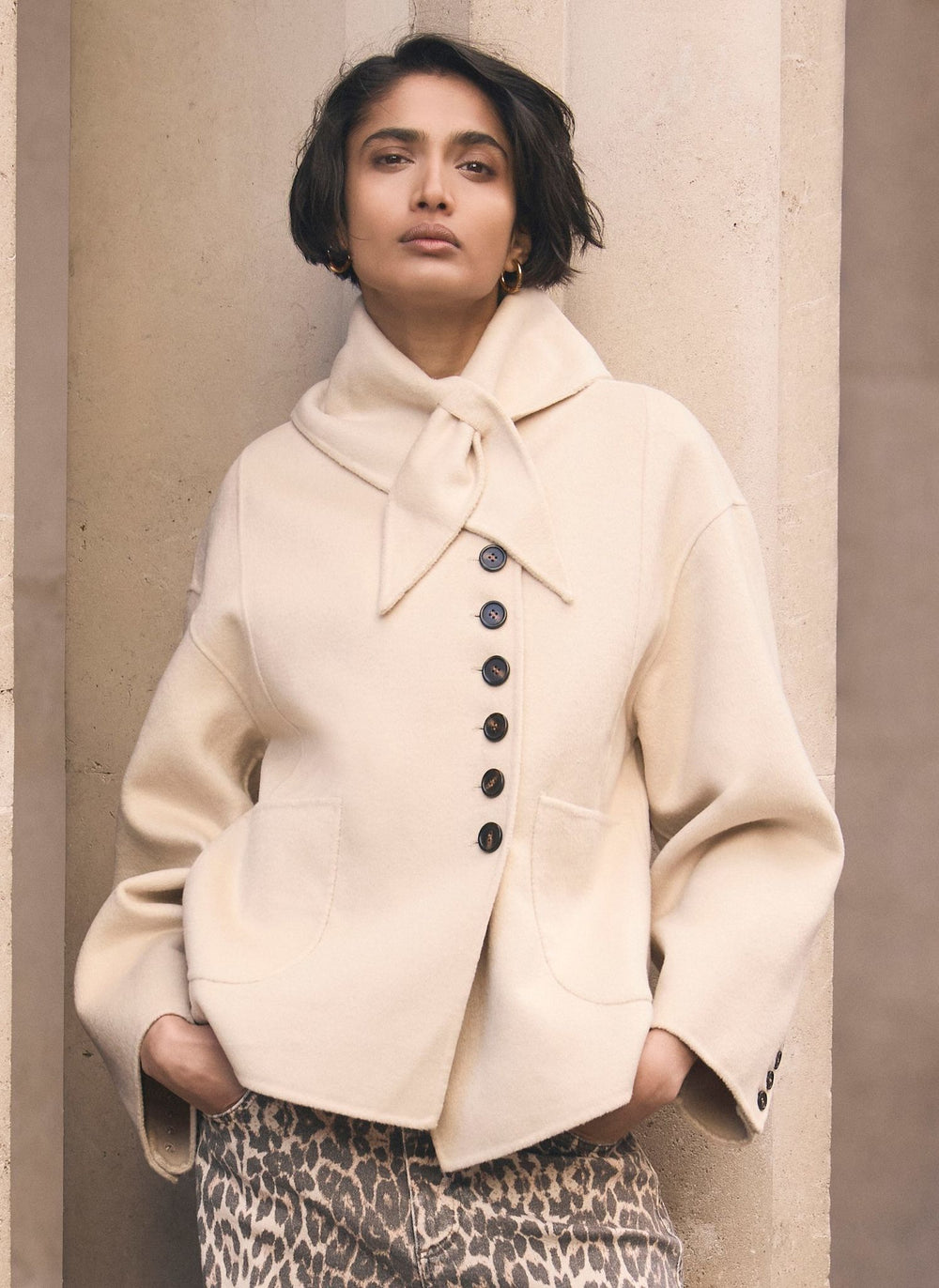 Neutral Hand Finished Button Detail Jacket
