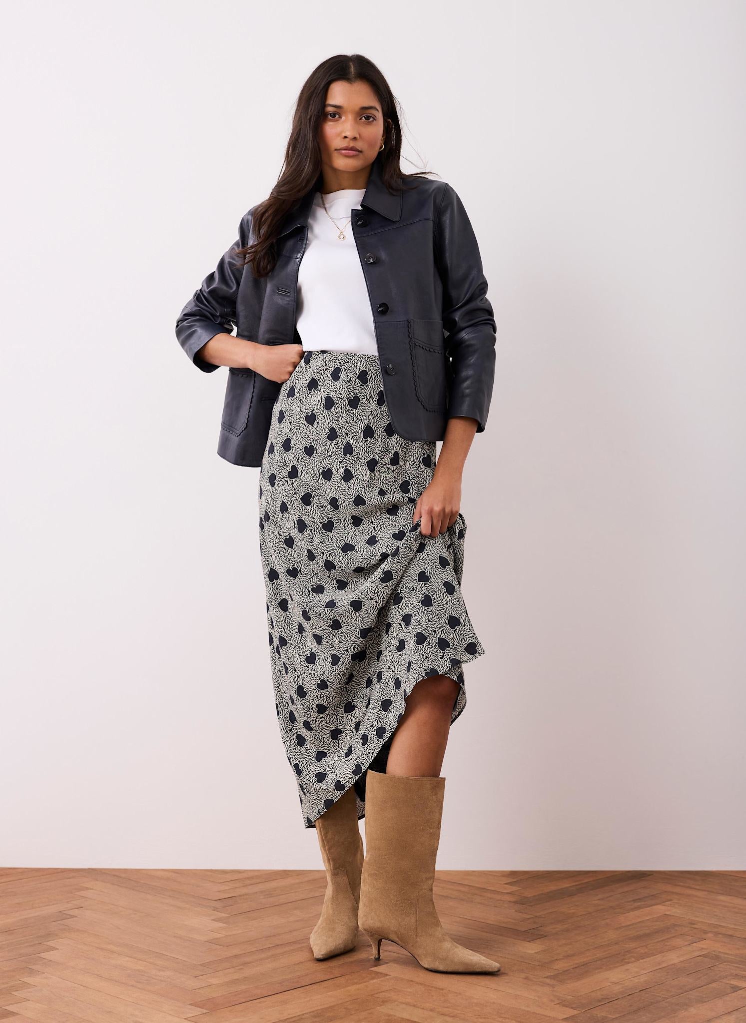 Navy Heart Print Maxi Skirt – Mint Velvet