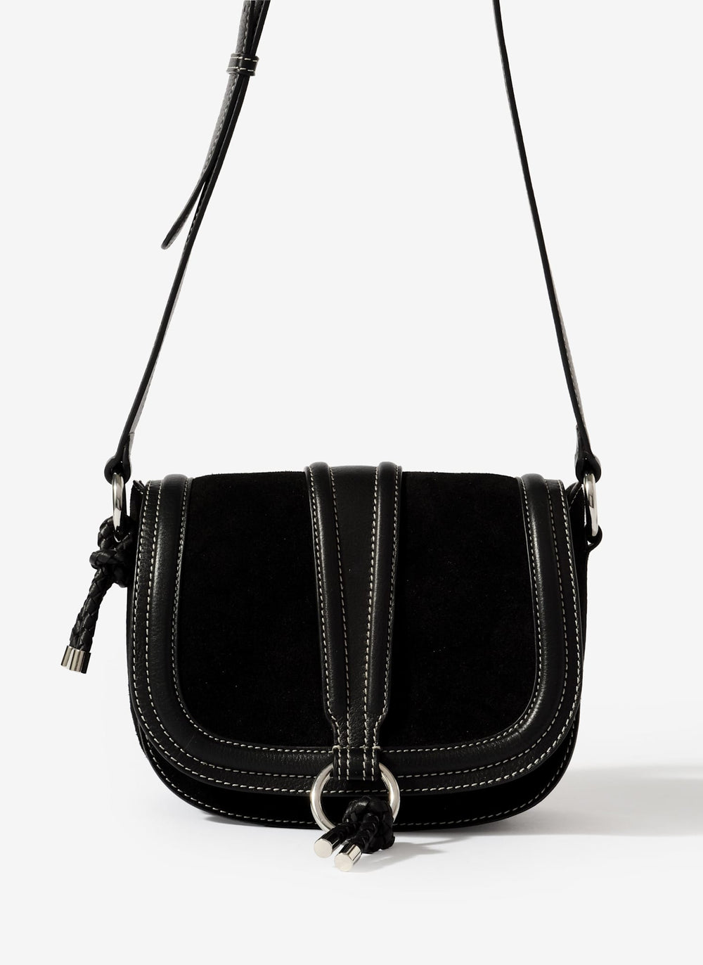 Harper Black Suede Saddle Bag
