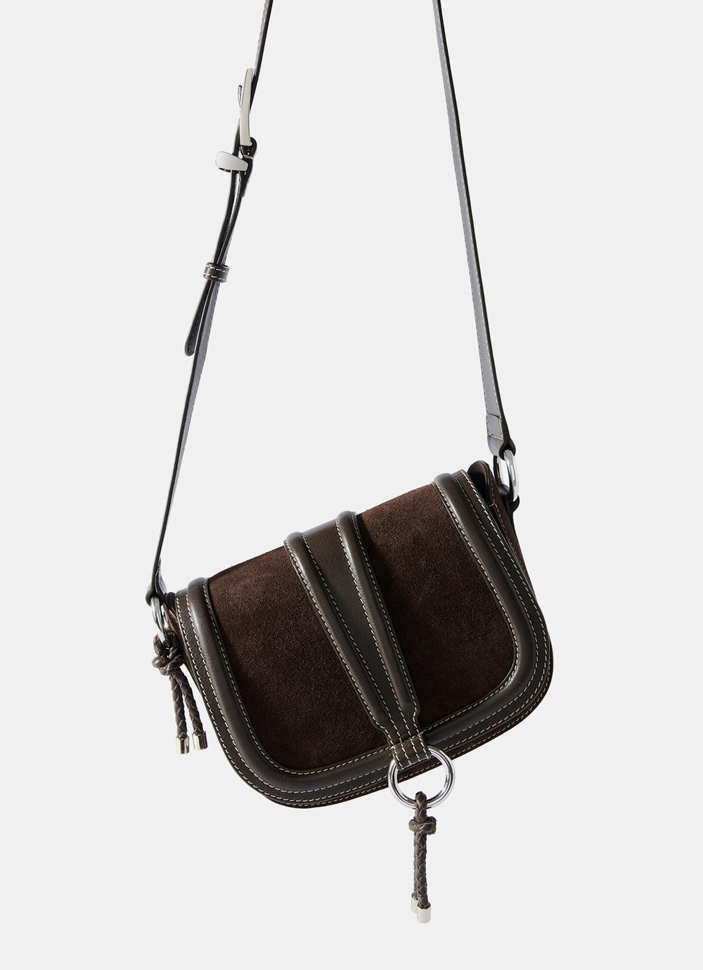 Harper Brown Suede Saddle Bag
