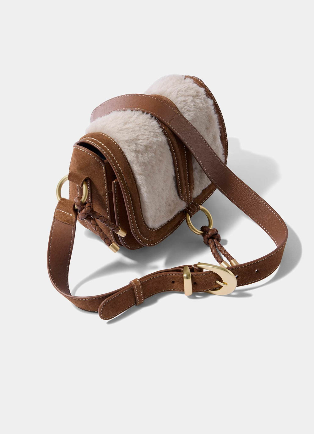Harper Tan Faux Fur Suede Saddle Bag