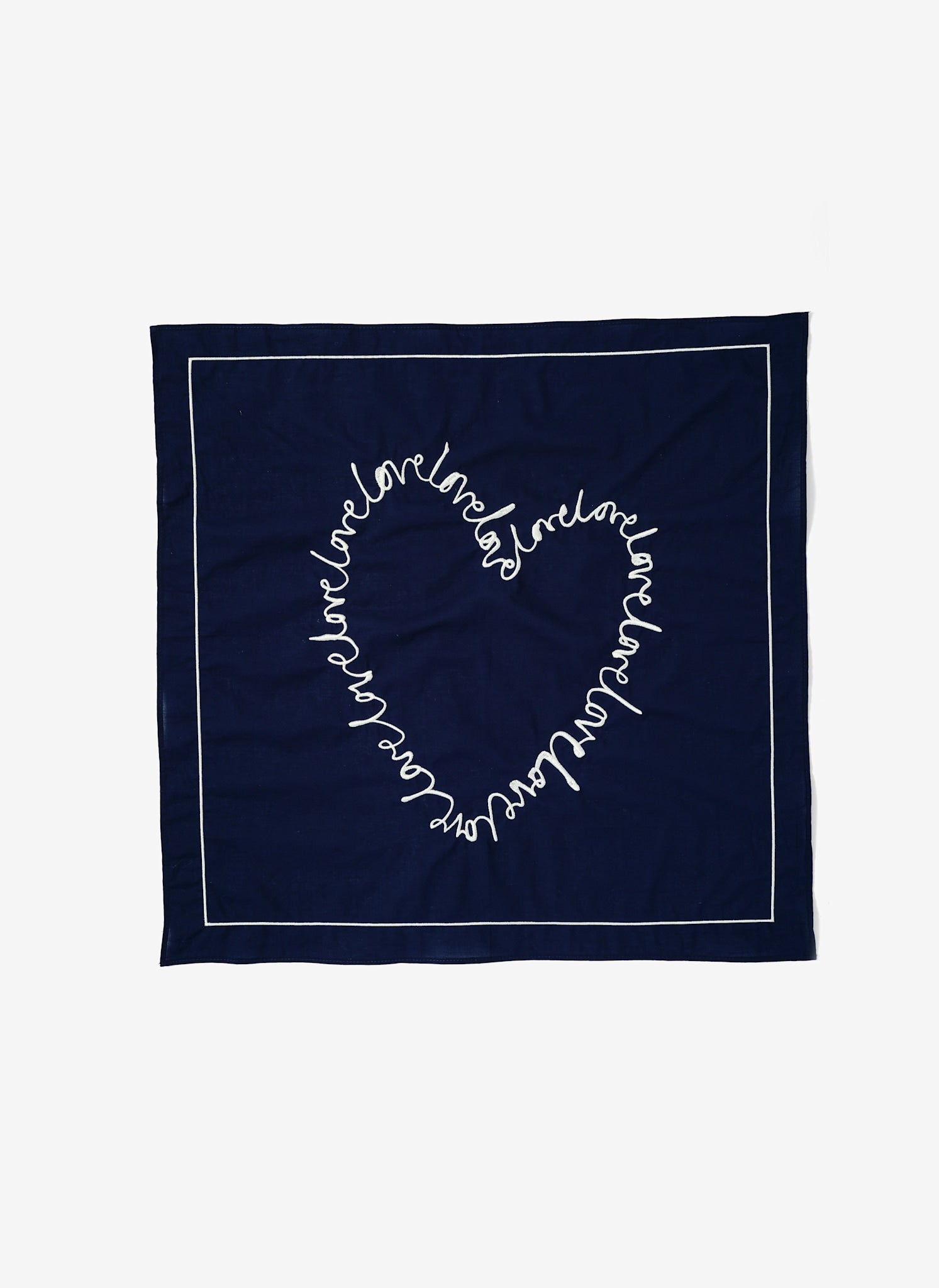 Cotton Heart Embroidered Square Scarf