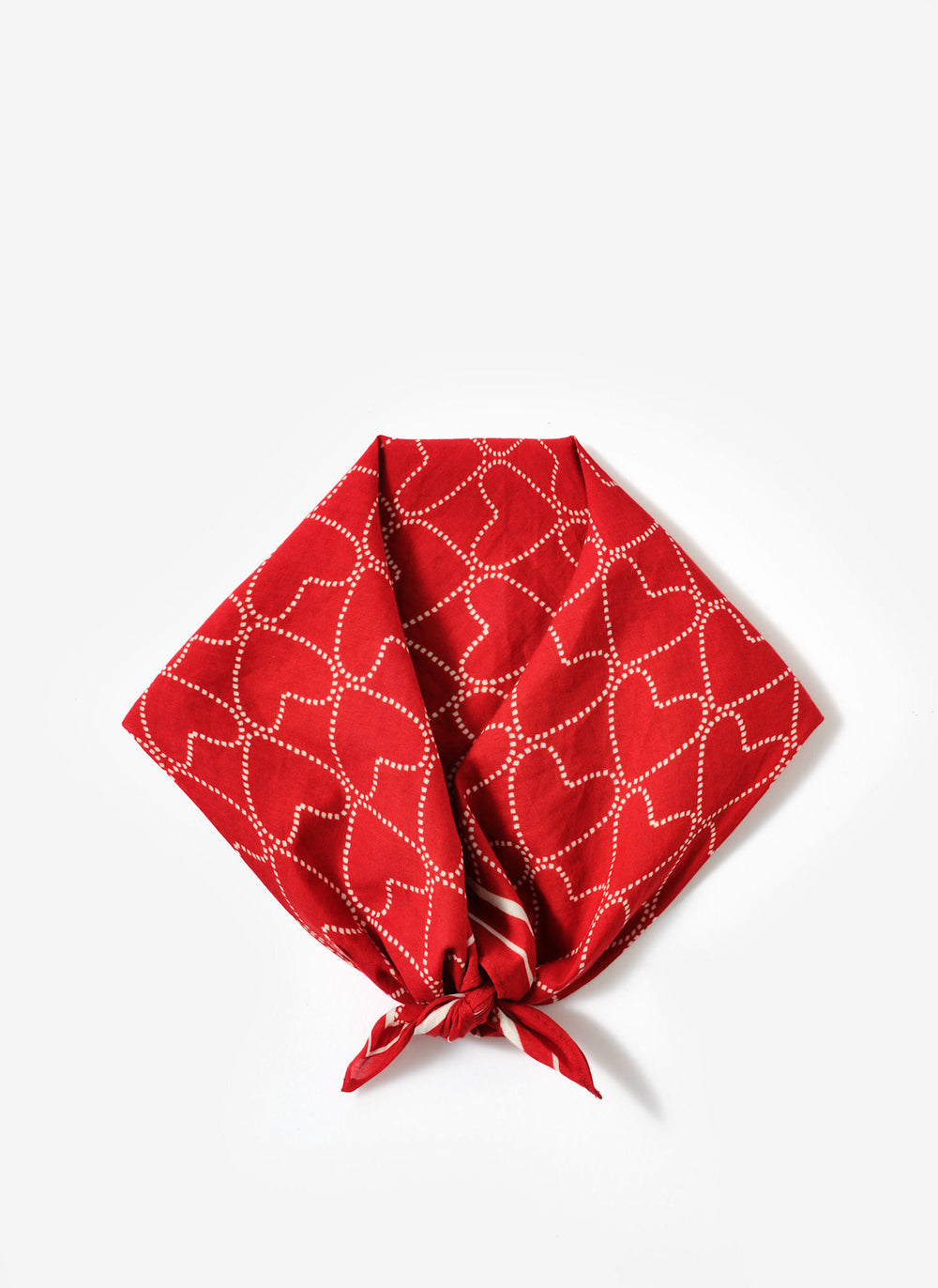 Red Cotton Heart Print Square Neck Scarf