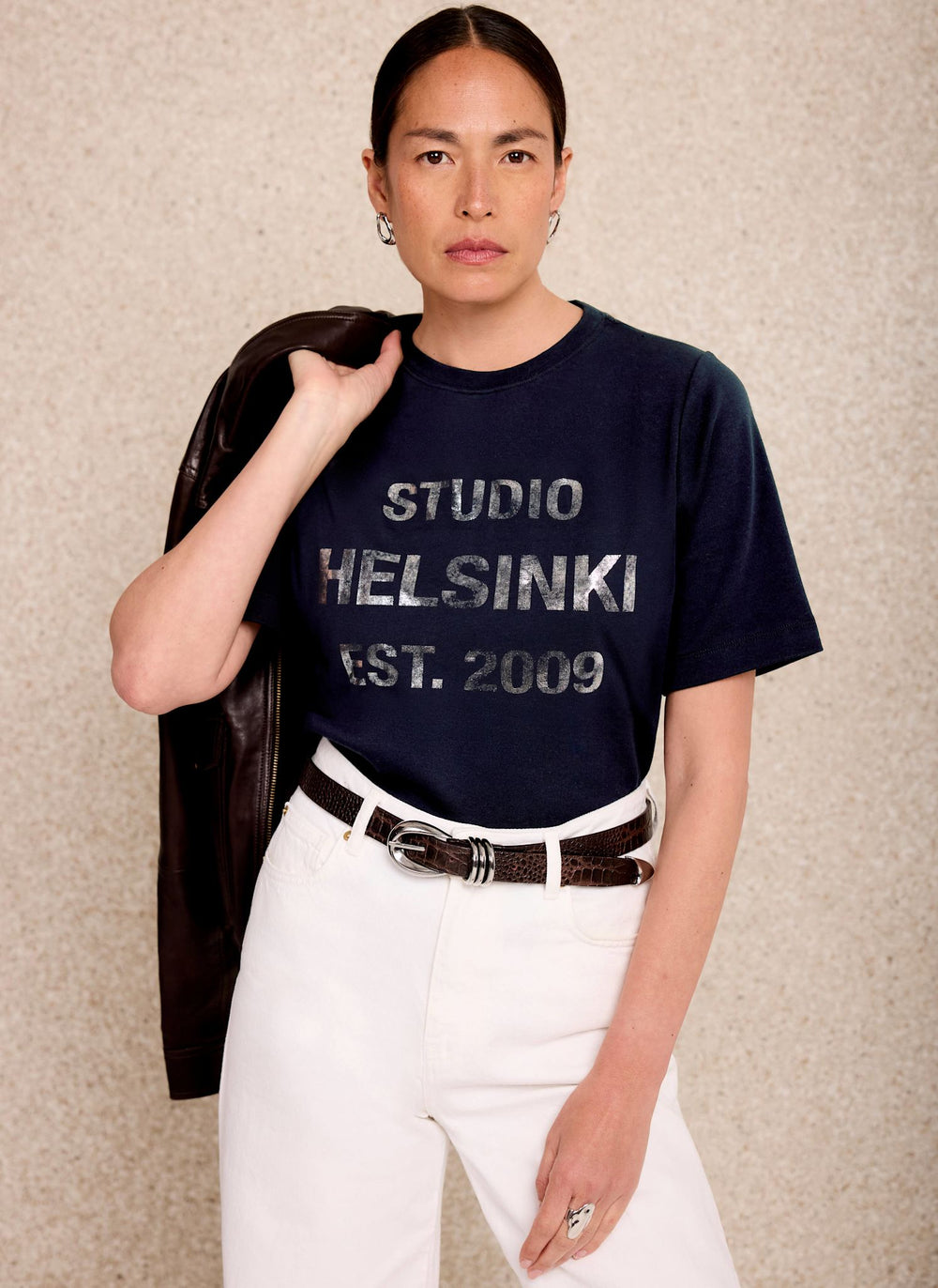 Navy Cotton Helsinki Graphic T-Shirt