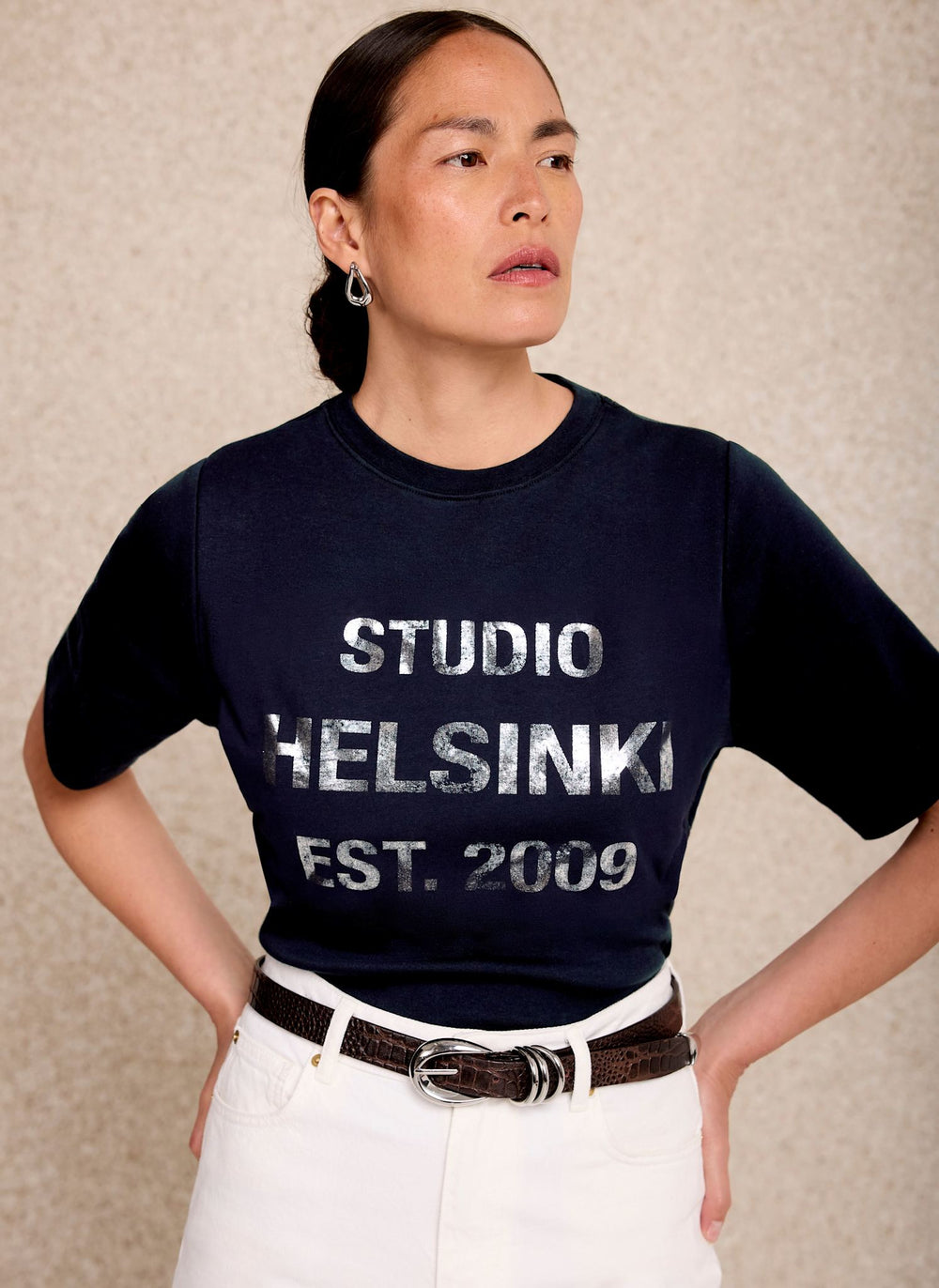 Navy Cotton Helsinki Graphic T-Shirt