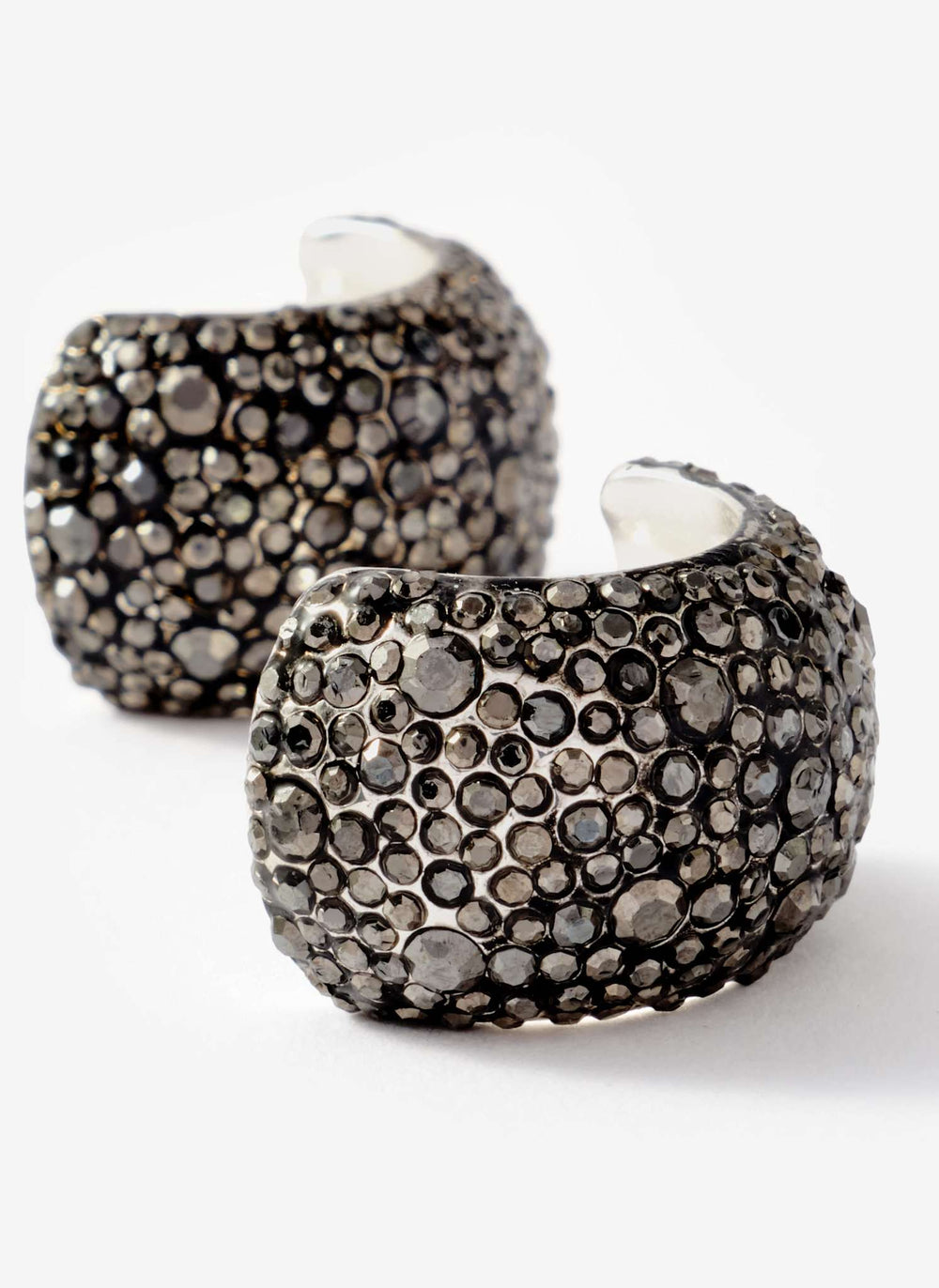 Gunmetal Crystal Hoop Earrings