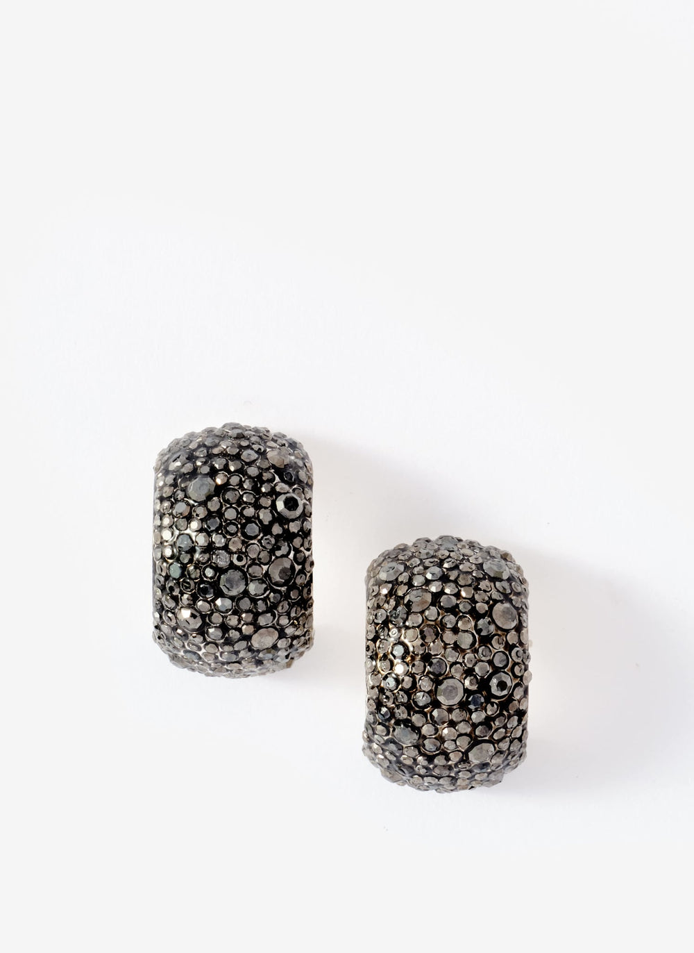 Gunmetal Crystal Hoop Earrings
