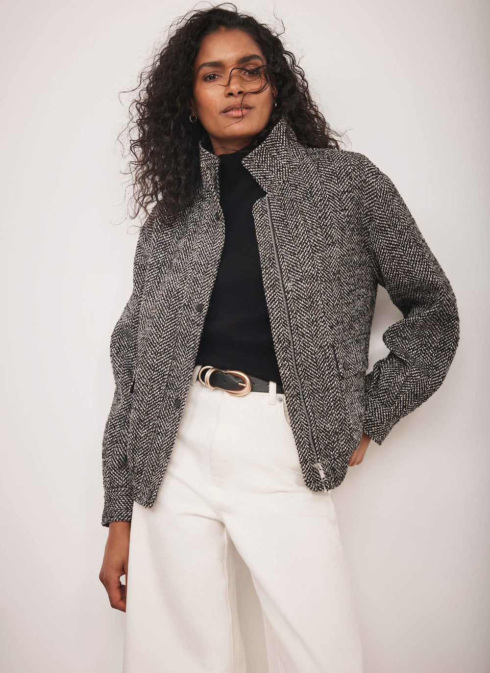 Black Textured Bomber Jacket