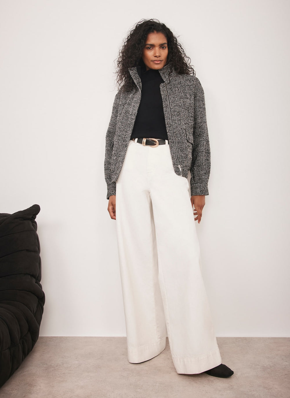 Black Textured Bomber Jacket