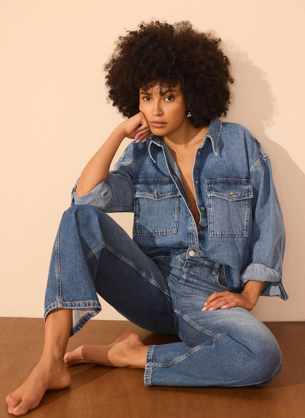 Mid Indigo Barrel Leg Jeans