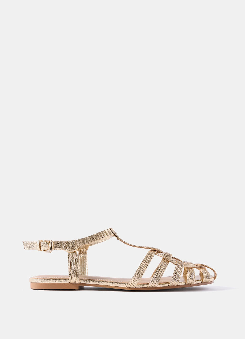 Hollie Gold Fisherman Flat Sandals