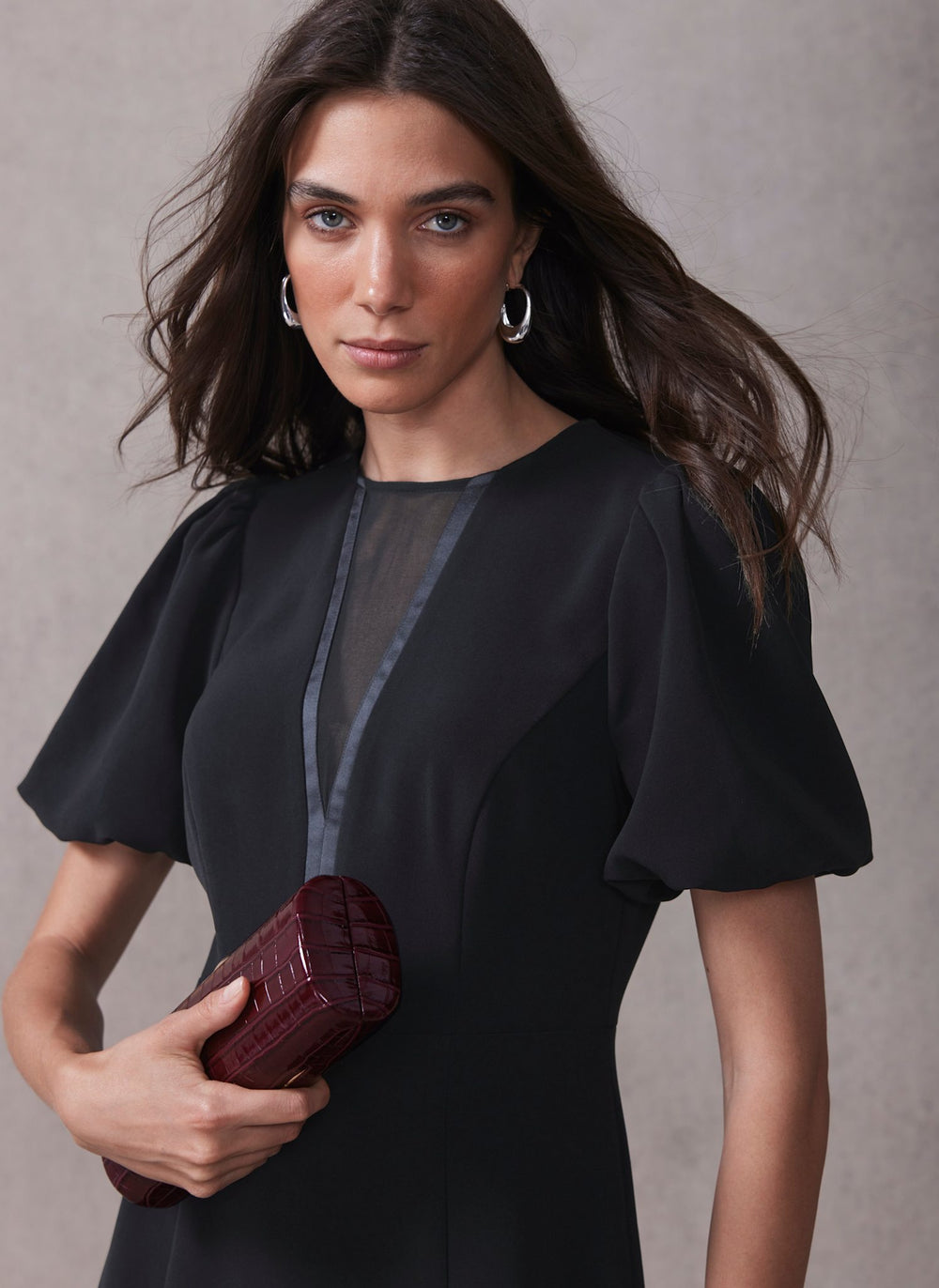 Hope Burgundy Structured Clutch Bag