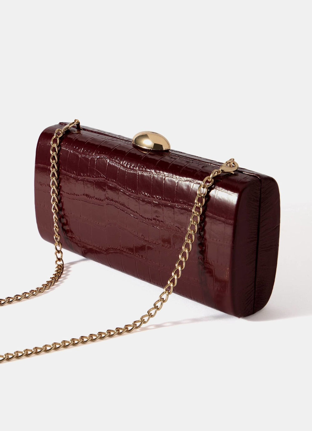 Hope Burgundy Structured Clutch Bag