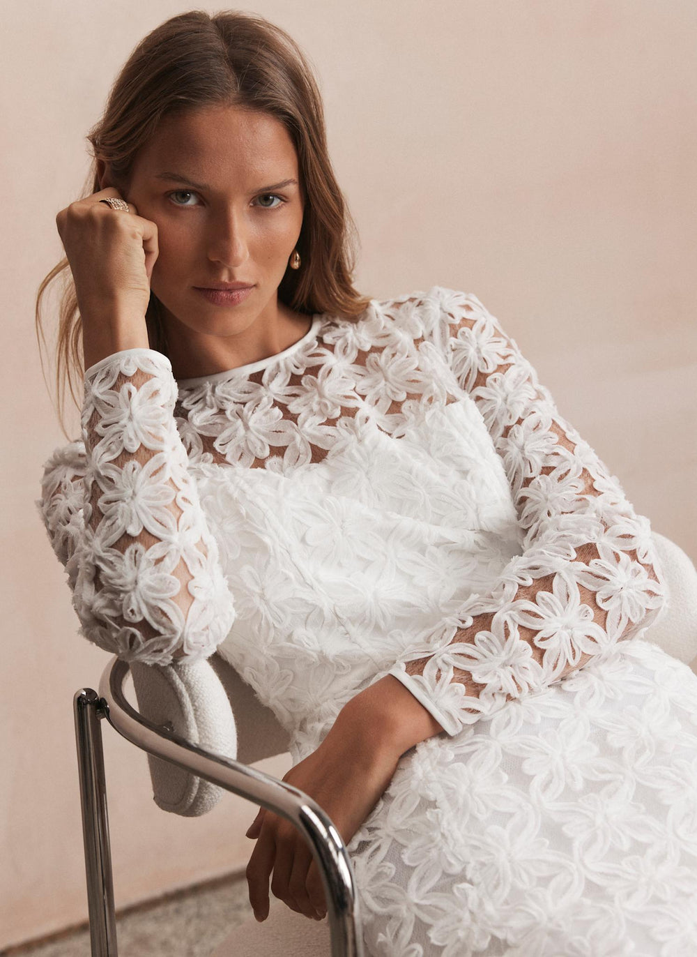 White Lace Hourglass Mini Dress