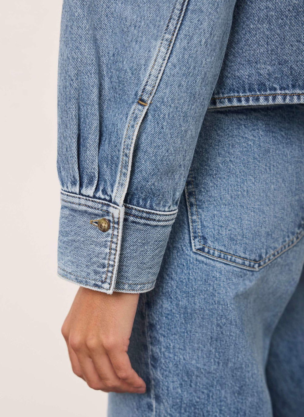 Mid Indigo Cropped Denim Shirt