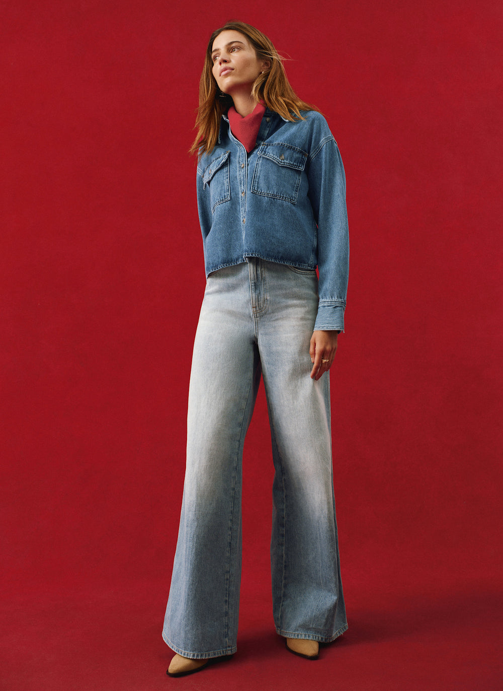 Indigo Cropped Denim Shirt – Mint Velvet