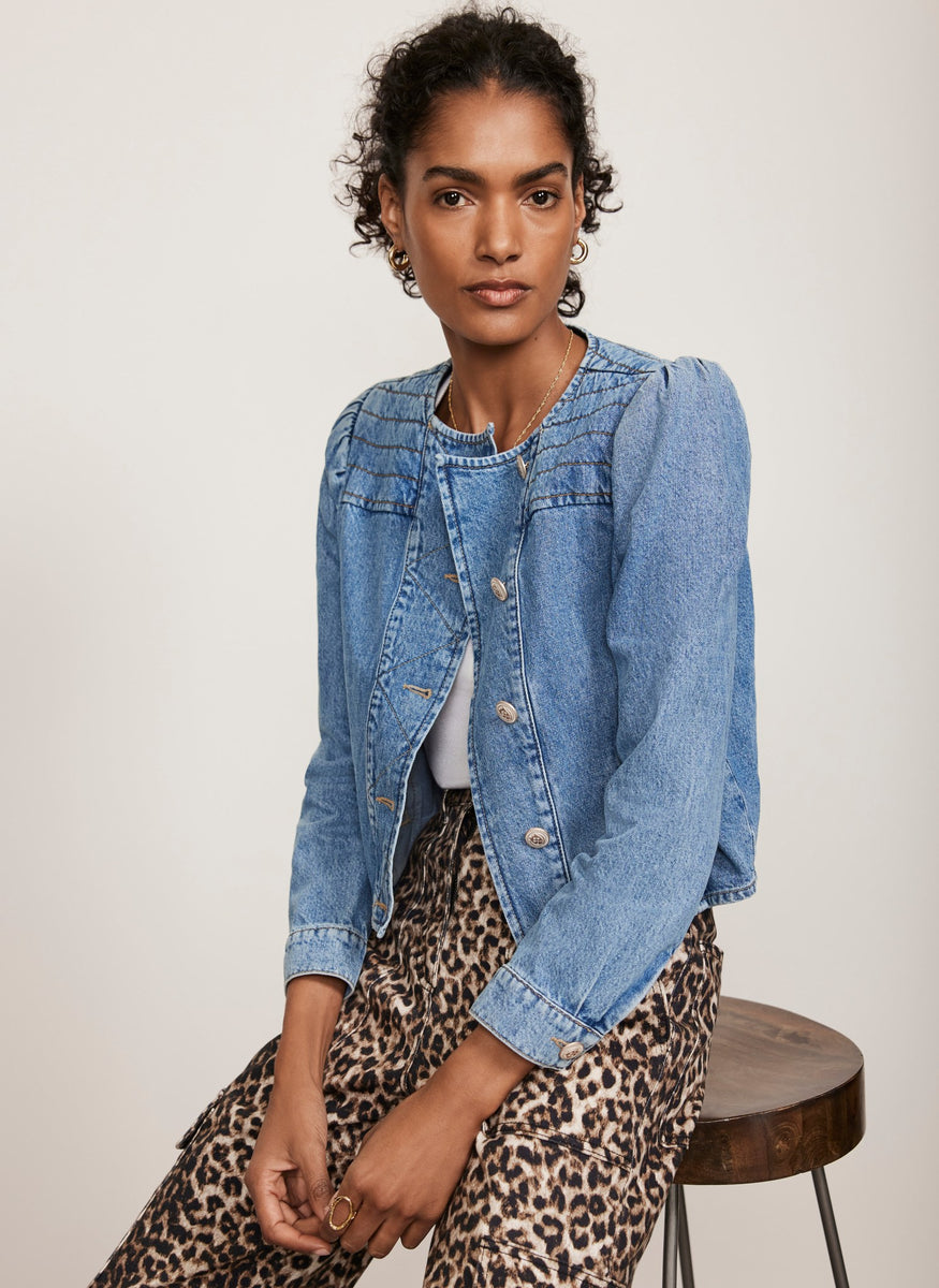 Indigo Puff Sleeve Denim Jacket – Mint Velvet