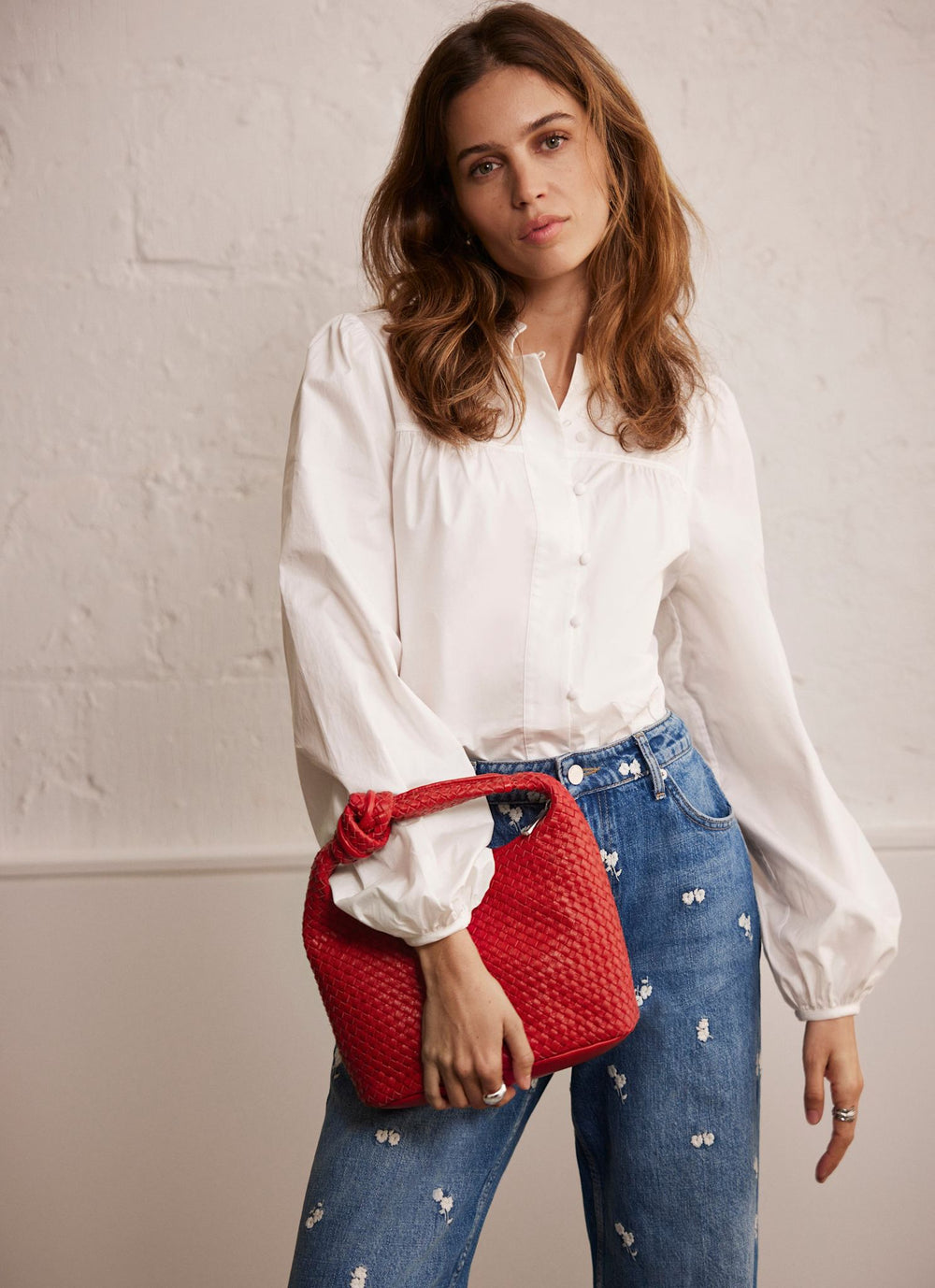 Indigo Embroidered Floral Relaxed Jeans