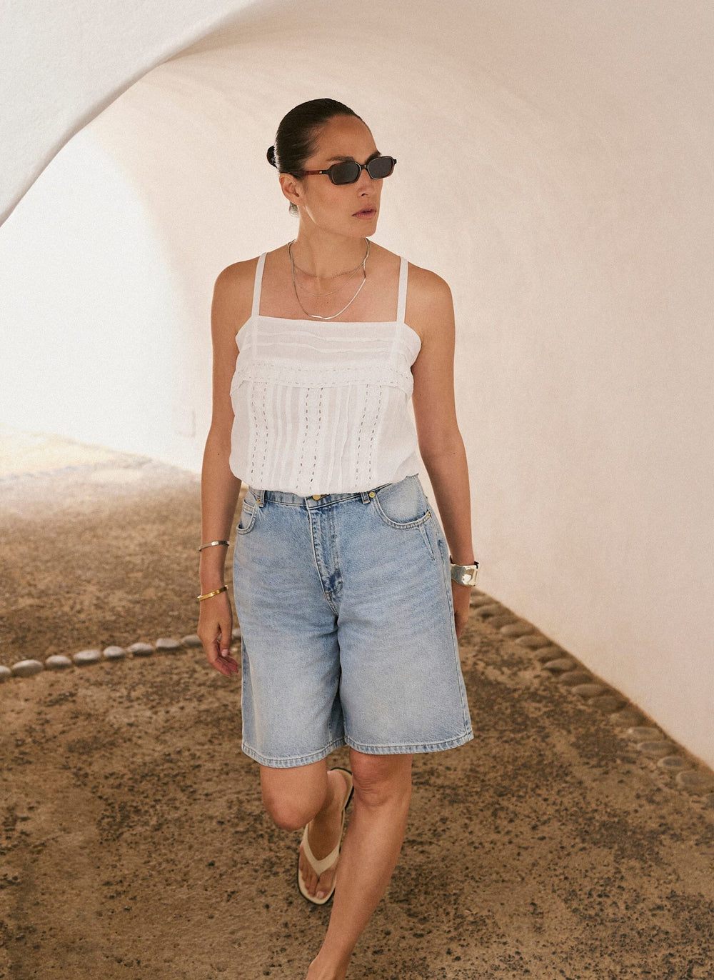 Denim Mid Length Shorts