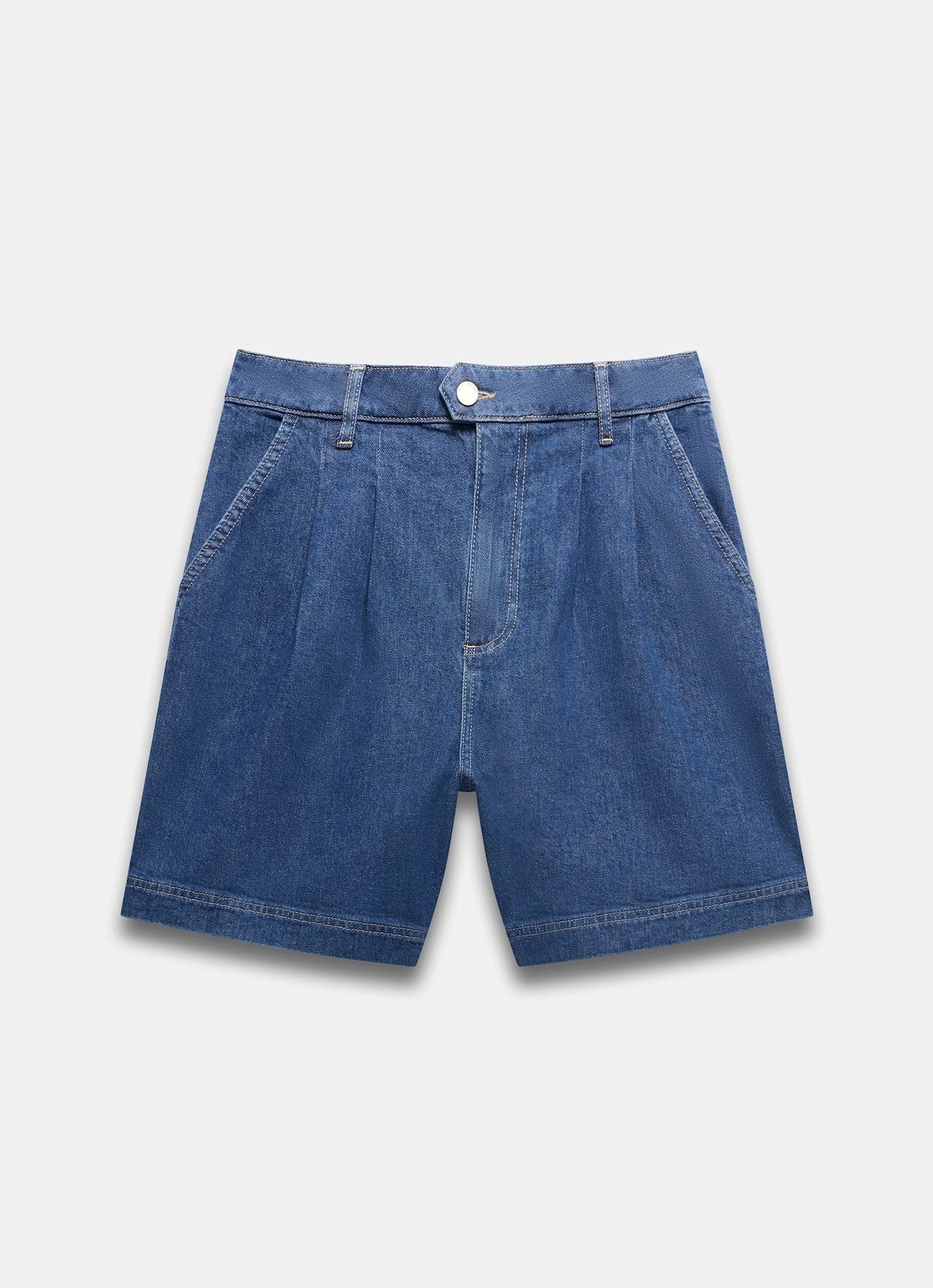 MLVINCE DENIM SHORTS – INDIGO 32 Indigo Denim Pleated Shorts – Mint Velvet