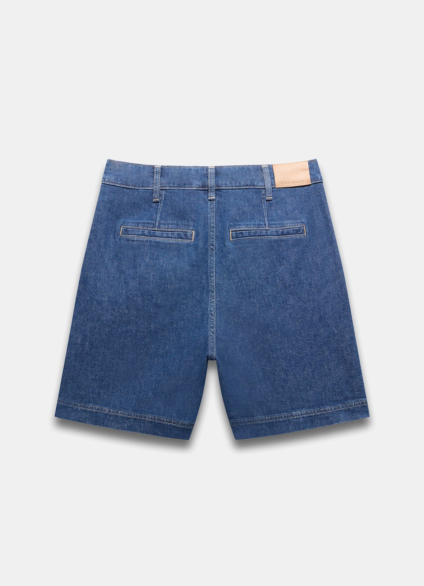 Indigo Denim Pleated Shorts – Mint Velvet